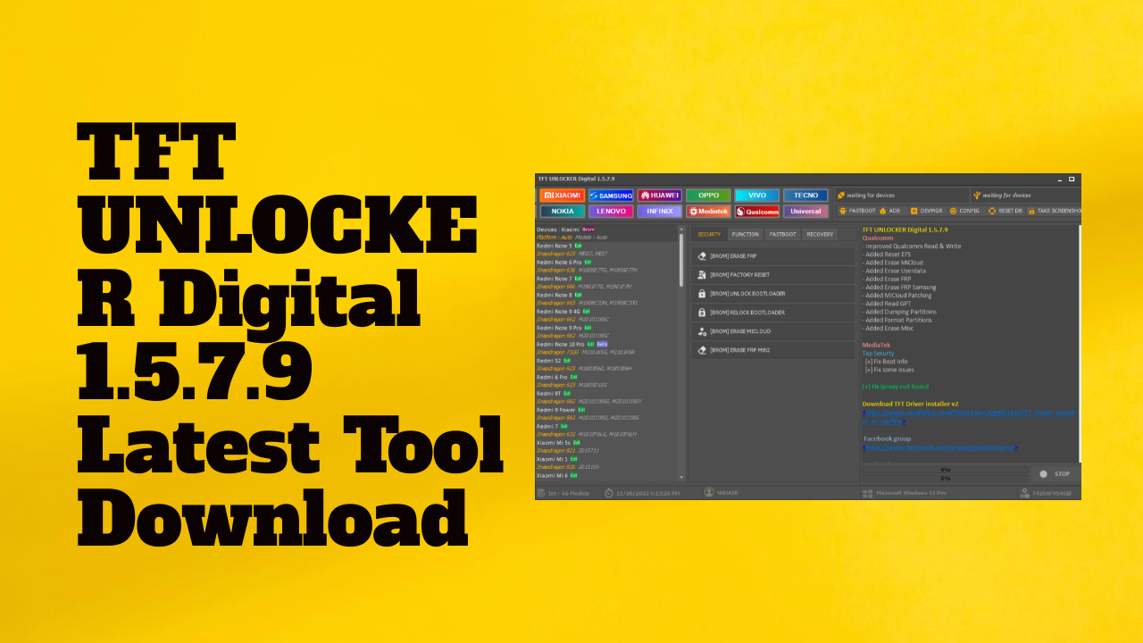 Download tft unlocker digital 1. 5. 7. 9 latest tool