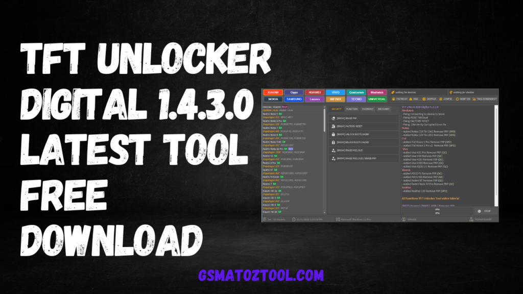 Download the tft unlocker digital 1. 4. 3. 0 latest tool