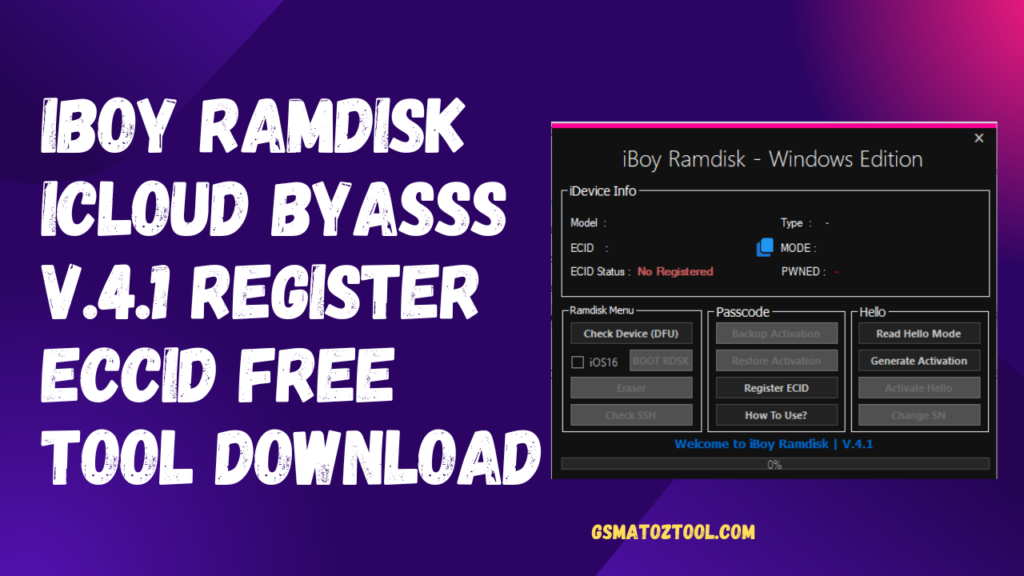 iBoy Ramdisk Register ECCID FREE Tool Download