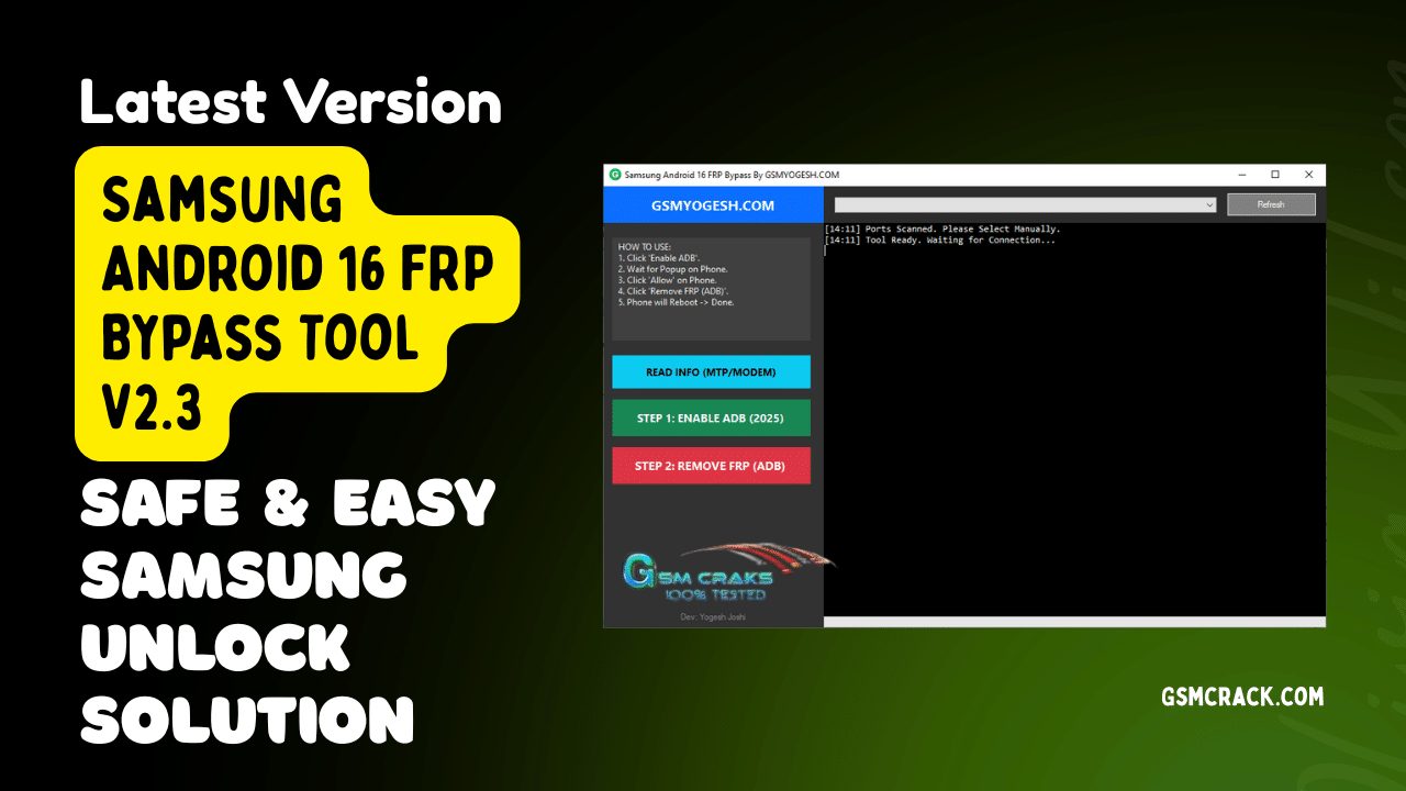 Samsung android 16 frp bypass tool v2. 3 - bypass factory reset protection on samsung android devices.
