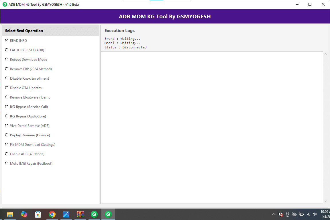 Adb mdm kg tool v2. 3 interface screenshot
