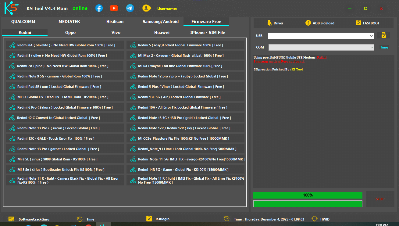 Ks tool v4. 3 password required screen for android repair tool
