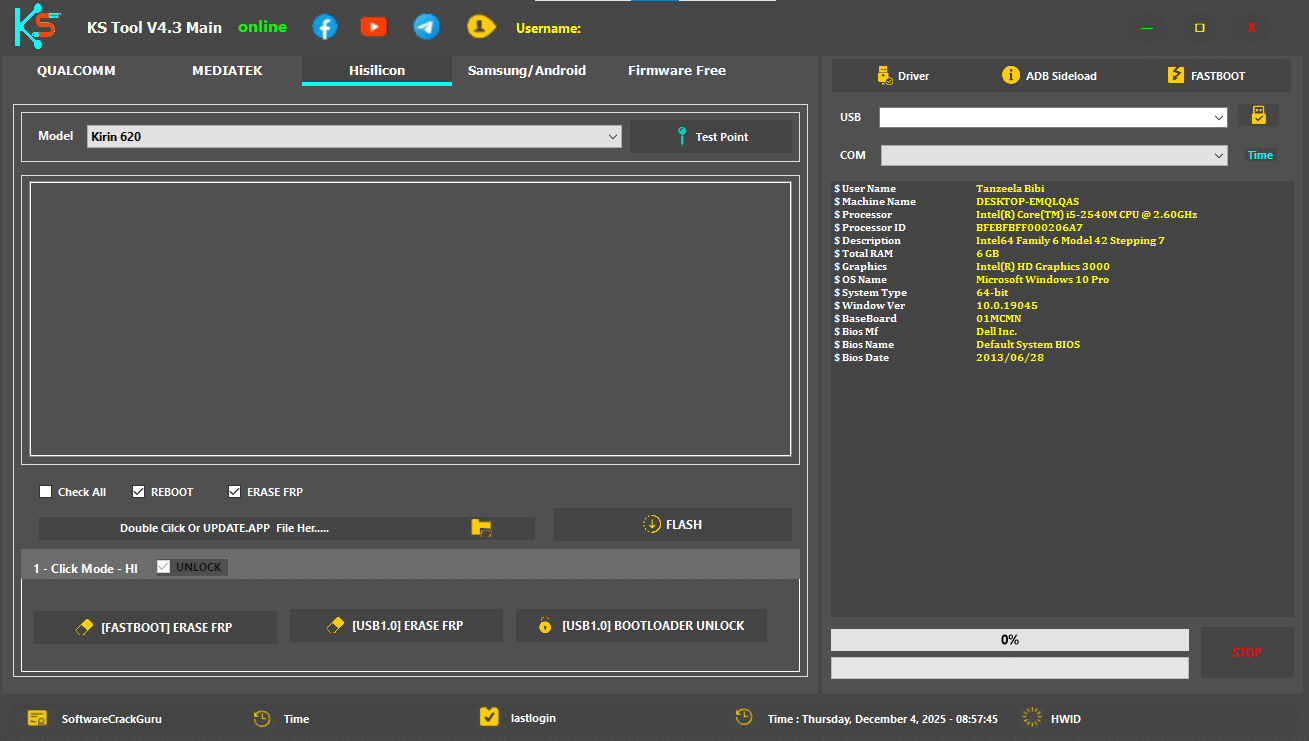 Ks tool v4. 3 main tool password access screen for android repair
