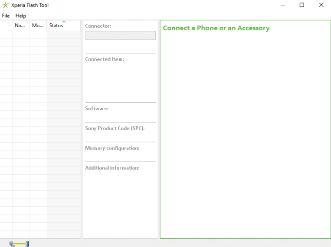 Xperia free flash tool interface for sony xperia firmware flashing and repair