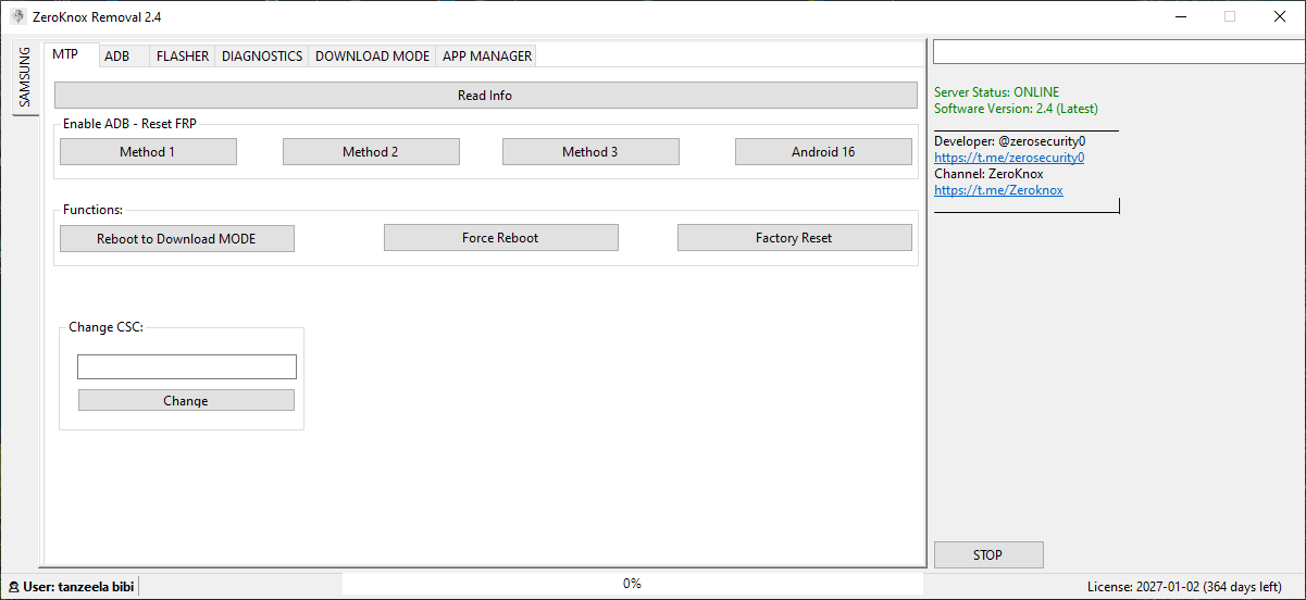 Latest version of zeroknox removal tool