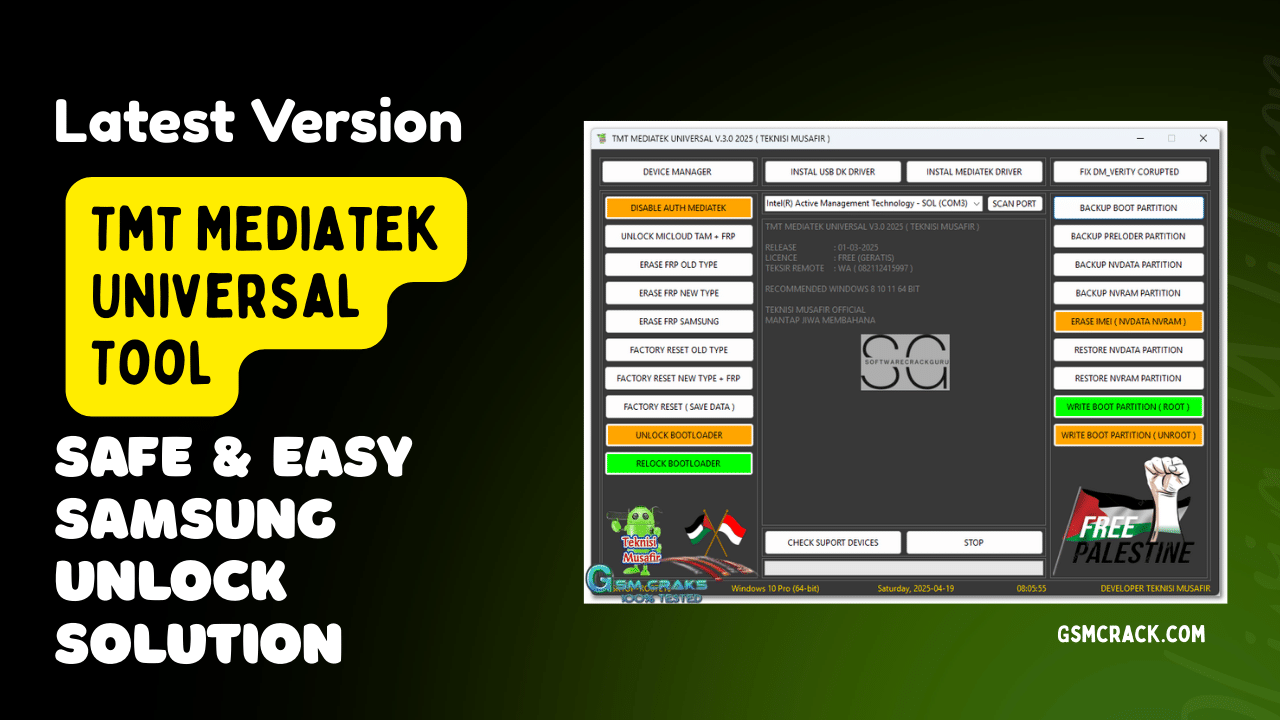 Tmt mediatek universal tool v3. 0 interface showing android service features for mediatek devices