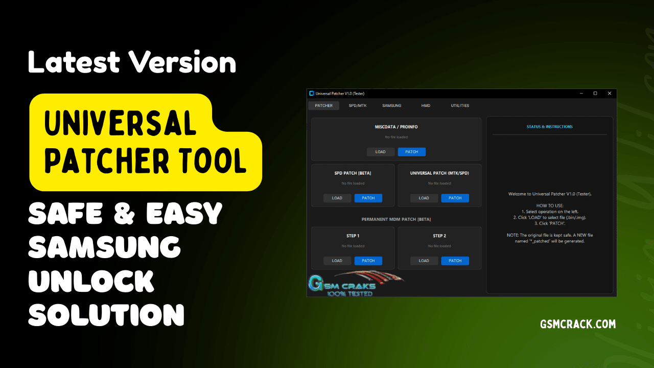 Universal patcher patch 2. 0 software interface screenshot
