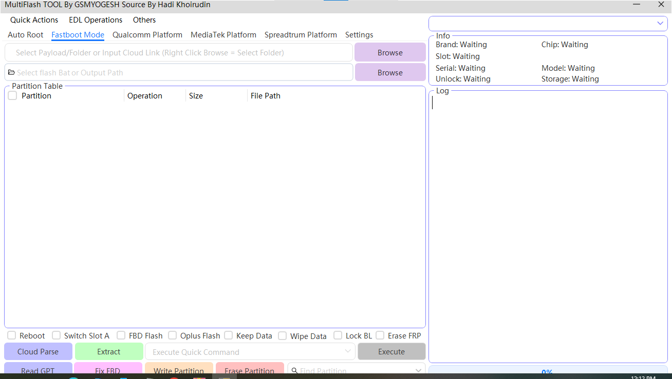 Multiflash tool v3. 0 latest version free download 2 Multiflash manual flashing tool interface on windows for android devices