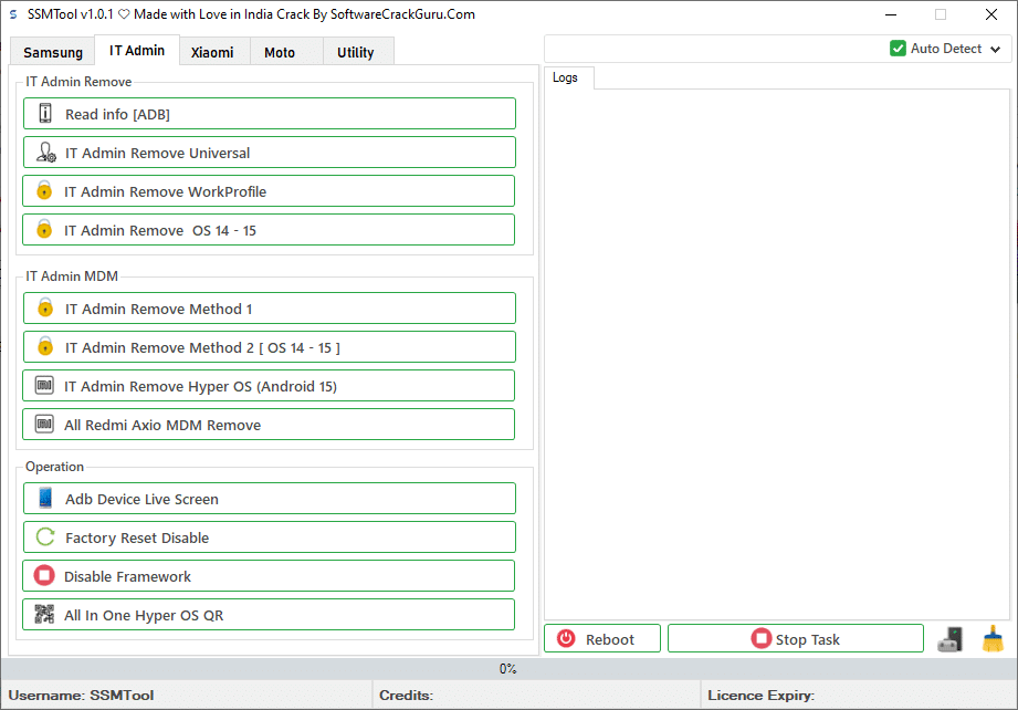 Ssmtool register login screen for samsung servicing tool