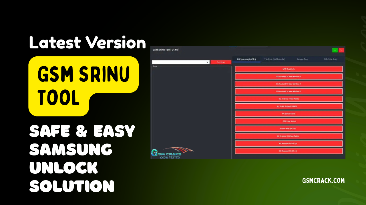 Gsm srinu tool v1. 0. 5 latest v ersion free download 1 Gsm srinu tool v1. 0. 5 interface showing android servicing and unlocking features