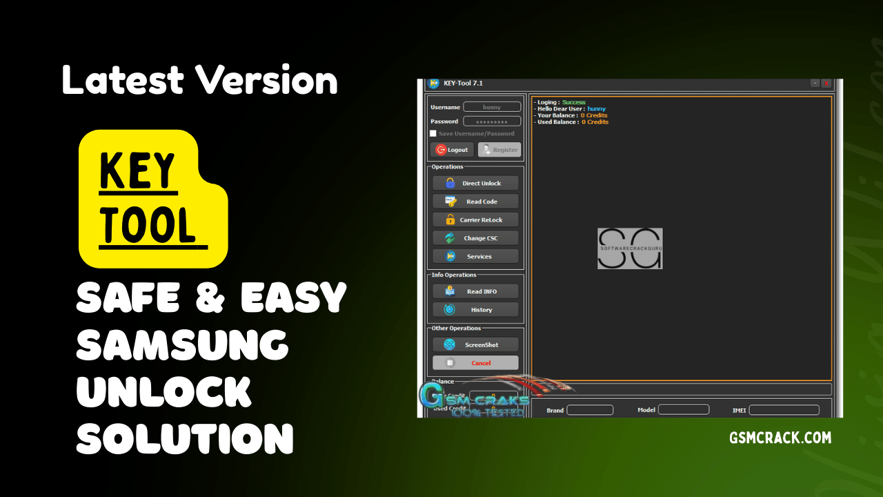 Key tool unlock software interface showing mobile unlocking features