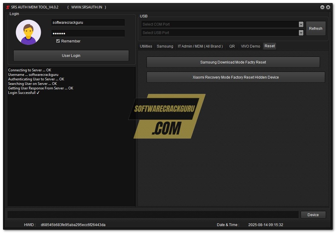 Sm software master tool interface for android device repair and unlocking
