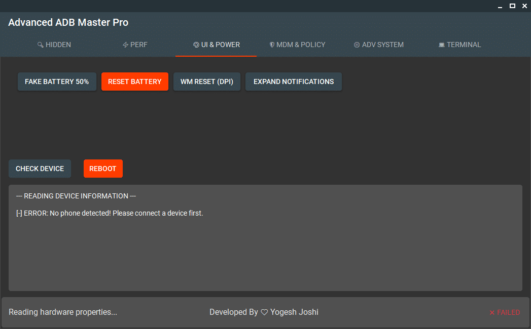 Advanced adb master pro tool apk interface showing android device management features