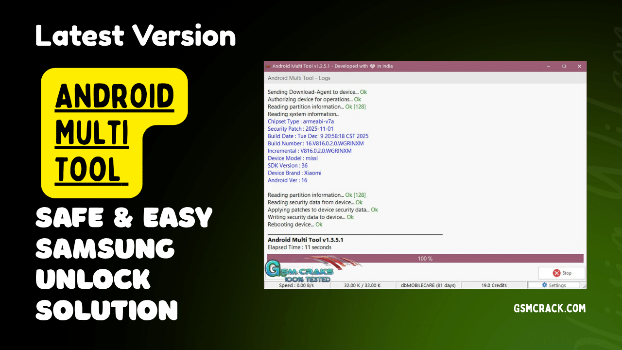 Android multi tools v3. 5. 9 interface for android flashing frp bypass and device unlock functions